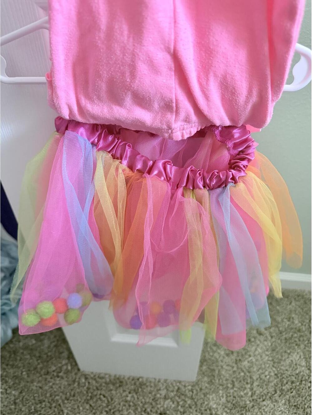 Pink Baby Leggings with Colorful Tulle Party Skirt and Poms